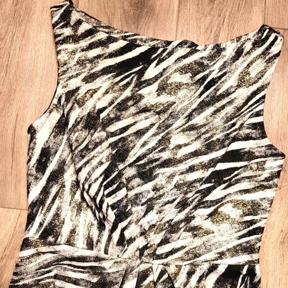 Badgley Mischka Collection  Zebra Print Dress Gold Black Size 2 - Picture 6 of 10